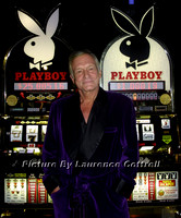 Hugh Hefner with his Playboy slot machine's